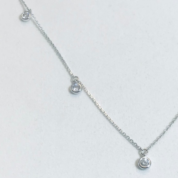 14K White Gold & Genuine Diamond Charm Necklace - Picture 6 of 10